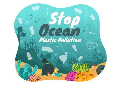 Best Ocean Plastic Pollution Illustration download in PNG & Vector format