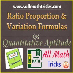 Ratio proportion and variation formula with aptitude tricks | Allmathtricks