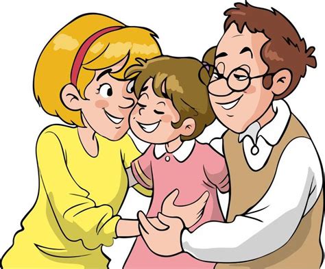 happy cute family hugging each other cartoon vector illustration ...