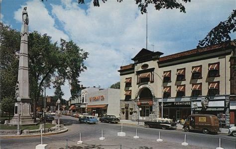 A Main Street in the Adirondacks Hudson Falls, NY Postcard