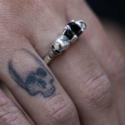 Skull Engagement Ring Skull Ring With Stone Handmade Skull - Etsy