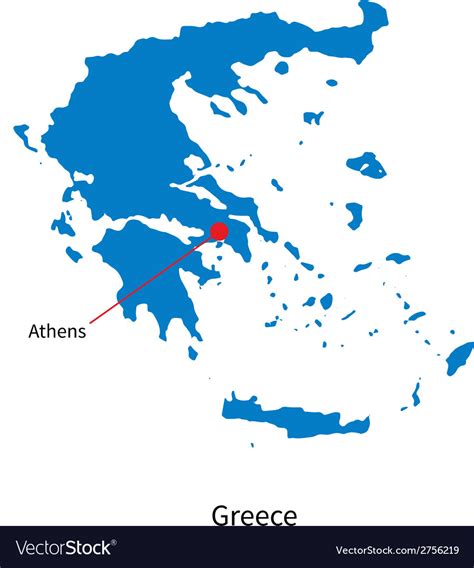 Detailed map of greece and capital city athens Vector Image