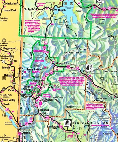 Grand Teton area road map - Ontheworldmap.com