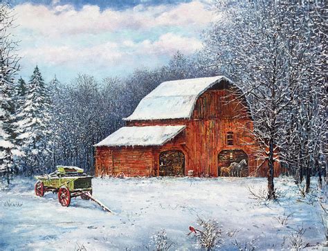 The Red Barn Painting by Franco Puliti - Pixels