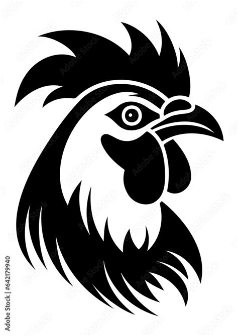 Vector silhouette of a rooster head, chicken head illustration Stock ...