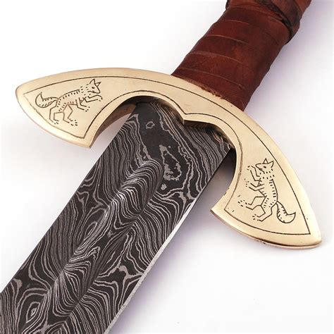 UlfSune Fang of the Beast Damascus Steel Viking Sword - SwordsSwords.com