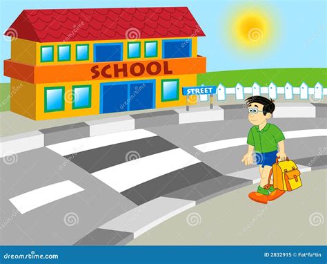 Boy walking to school stock vector. Illustration of background - 2832915