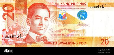 Philippines 20 peso bill (2016). President Manuel Luis Quezon y Molina (1878 - 1944 Stock Photo ...