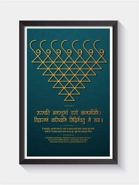 Saraswati Yantra (Saraswati Namastubhyam) Wall Photo Frame – ReSanskrit