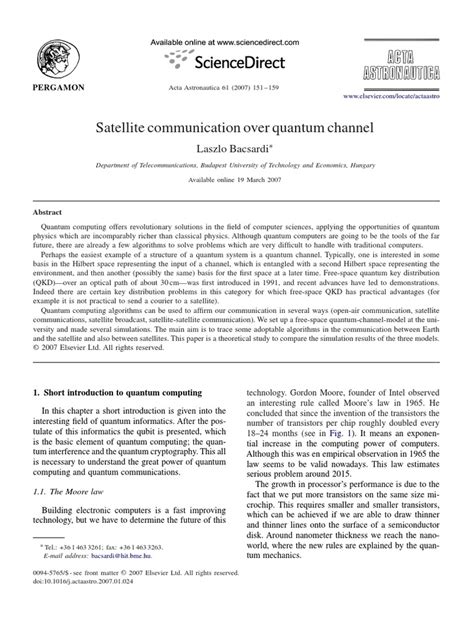 Satellite Communication Over Quantum Channel | PDF | Quantum Mechanics ...