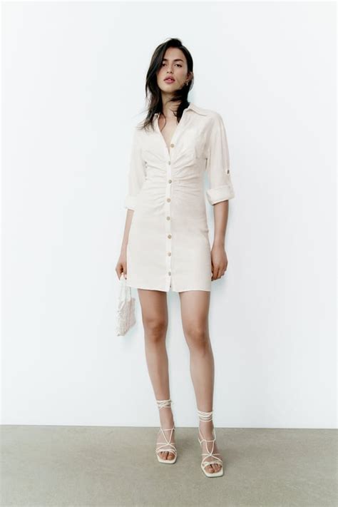 Zara + Shirt Dress With Ruching