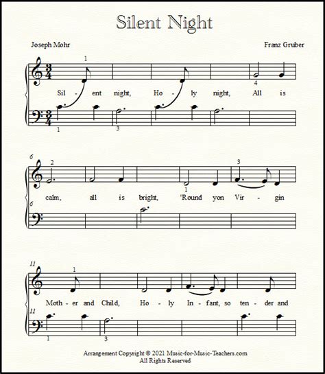 Silent Night Easy Piano Sheet Music Free - Granados Prank1975