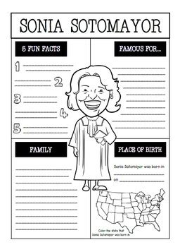 Sonia Sotomayor Biography Interactive Notebook Activities by Miss Martin