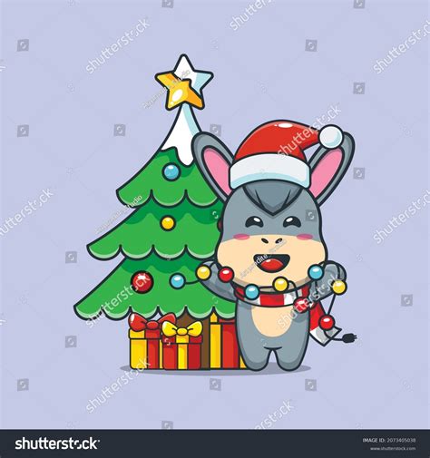 Cute Donkey Christmas Lamp Cute Christmas Stock Vector (Royalty Free) 2073405038 | Shutterstock