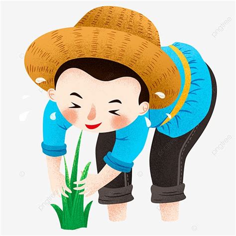 Rice Farmer Clipart Transparent Background, Farmer Character Png Element Of Rice, Farmer Of Rice ...