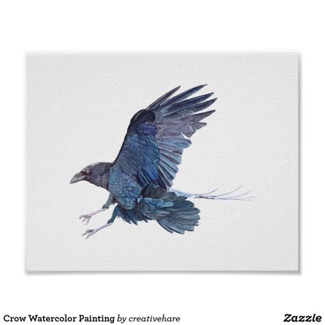 Crow Watercolor Painting Poster | Zazzle | Watercolor paintings, Watercolor, Painting