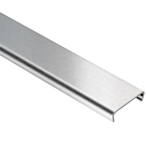 Schluter Designline Brushed Stainless Steel 1/4 in. x 8 ft. 2-1/2 in. Metal Border Tile Edging ...