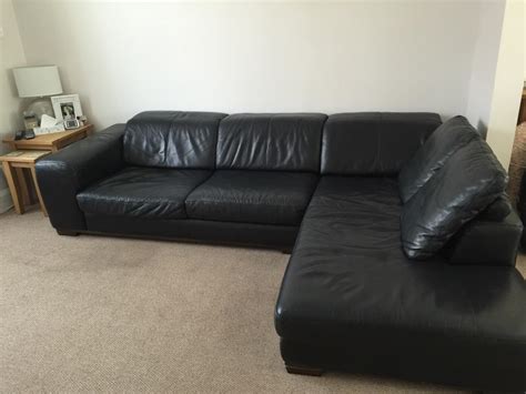 DFS LEATHER BLACK CORNER SOFA | in Southend-on-Sea, Essex | Gumtree