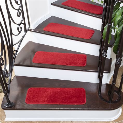 Ottomanson Softy Stair Treads Solid Skid Resistant Rubber Backing Non Slip Carpet Stair Tread ...