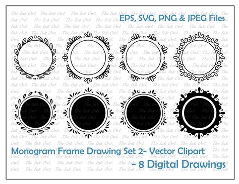 Monogram Frame Border Vector Clipart Set 2 / Decorative Graphic ...