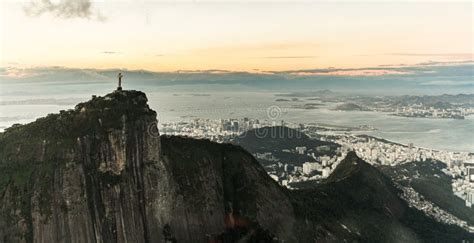 Cristo Redentor Statue in Rio De Janeiro Aerial Shot during a ...