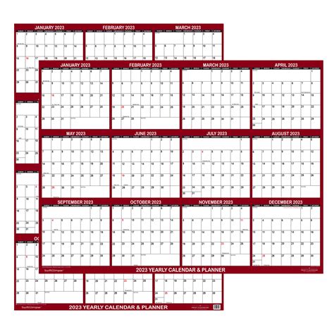 2023 Wall Calendar Extra Large 32″ x 48″ Reversible SwiftGlimpse Maroon