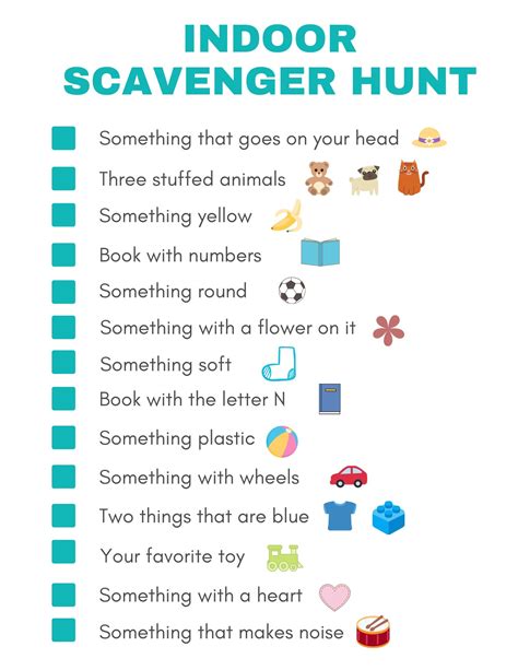 Indoor Scavenger Hunt for Kids Free Printable - Thrifty NW Mom