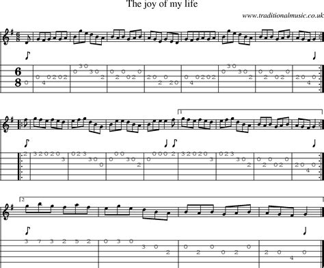 Irish Music Tune: Joy Of My Life with Guitar Tab, Sheetmusic, Midi, Mp3 ...