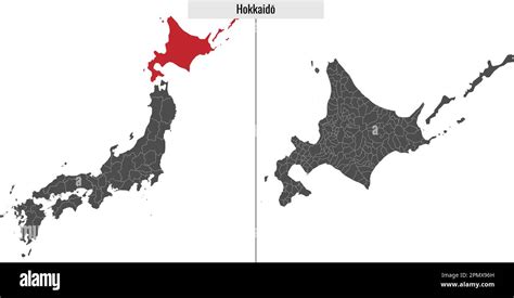 map of Hokkaido prefecture of Japan and location on Japanese map Stock ...