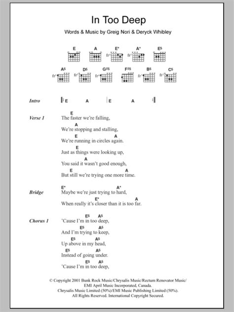 In Too Deep by Sum 41 - Guitar Chords/Lyrics - Guitar Instructor