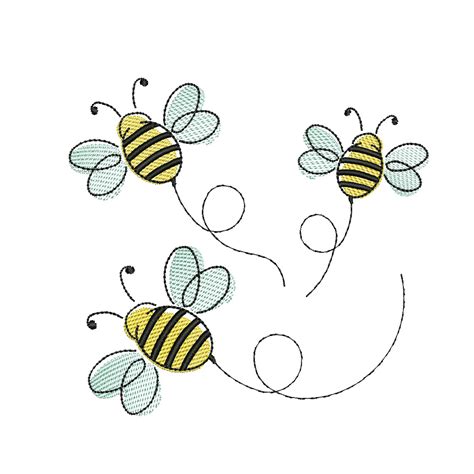 Triple Bee Embroidery Design - NextEmbroidery