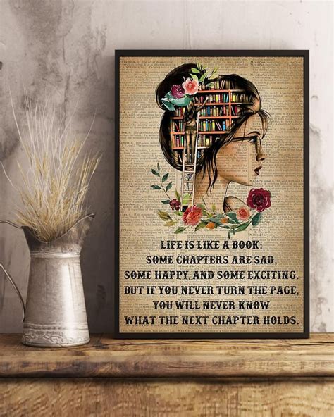 Life Is A Book Reading Vertical Poster Girl Love Books Vintage Wall Art Book Lover Book ...