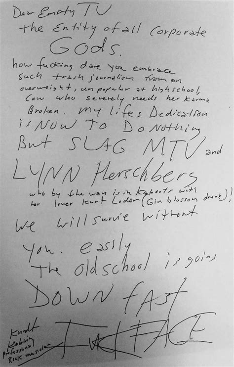 Kurt Cobain’s letter to MTV. | Nirvana music, Nirvana kurt cobain, Kurt cobain