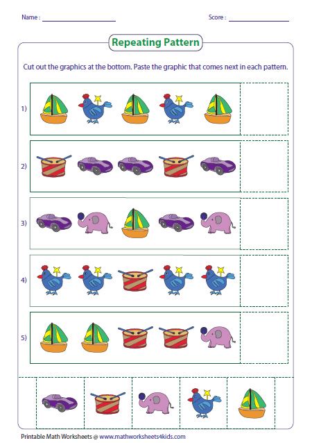 Preschool Pattern Worksheets Cut And Paste