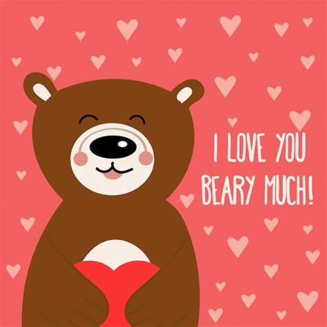 Premium Vector | Valentine's day card with bear