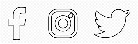 HD Facebook Instagram Twitter Black Outline Icons PNG | Citypng