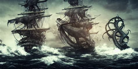 prompthunt: pirate ship being attacked by the kraken, kraken attacking ...