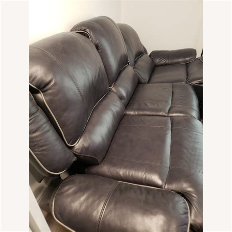 Bob's Discount Furniture Leather Recliner Sofa - AptDeco