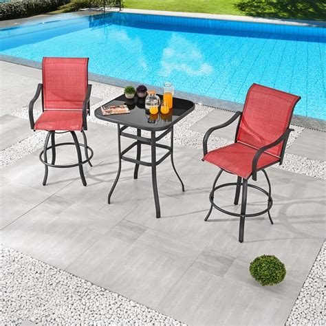 Outdoor Bar Height Bistro Set With Swivel Chairs on Sale | fabricadascasas.com