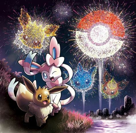 Eevee & Sylveon - Firework Festival | Pokemon eeveelutions, Cute pokemon wallpaper, Eevee cute