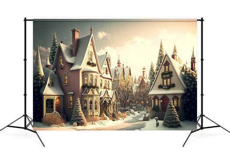 Christmas Village Winter Snow Landscape Backdrop M9-78 – Dbackdrop