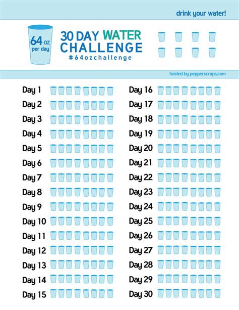 30 day water challenge tracker.pdf Squat Challenge, Health Challenge, 30 Day Challenge, Thigh ...