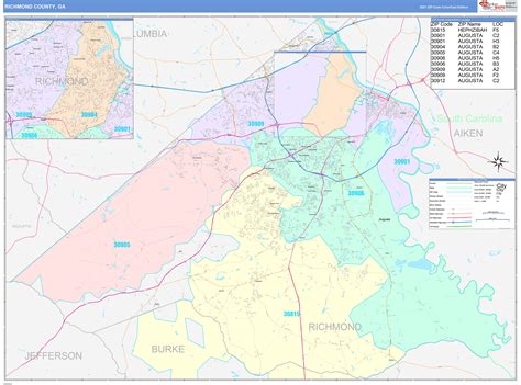 Richmond County, GA Wall Map Color Cast Style by MarketMAPS - MapSales