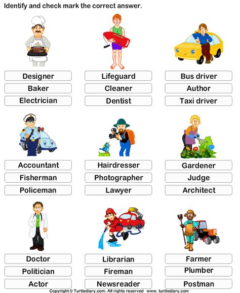 Jobs Worksheet For First Grade