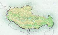 Tibet, shaded relief map.