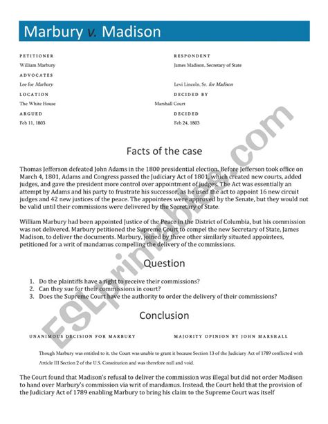 Free landmark supreme court cases worksheet, Download Free landmark ...