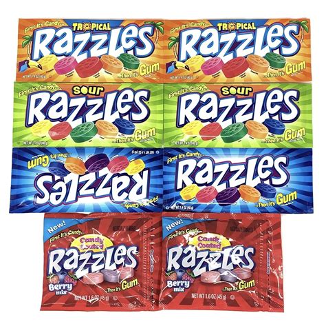 Secret Candy Shop Razzles Gum Candies Variety Pack of 4 Flavors: Berry ...