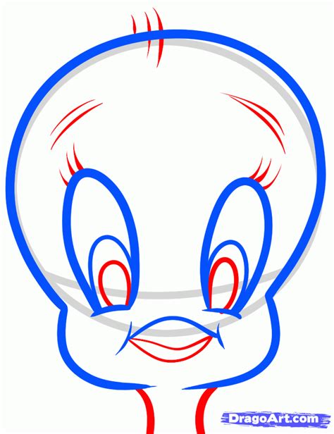 How to Draw Tweety's Head Step by Step