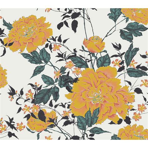 Drew Barrymore Flower Home Vintage Floral Yellow Peel & Stick Wallpaper ...