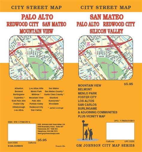 San Mateo / Silicon Valley / Palo Alto / Redwood City, California Street Map - GM Johnson Maps